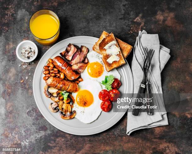english breakfast - engelsk frukost bildbanksfoton och bilder