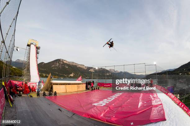 Axel Le Palabe of France performs during the Sosh Big Air finals on October 7, 2017 in Annecy, France.