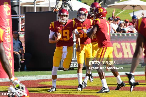 Matt Fink celebrates his 51 yard touchdown run during a college football game between the Oregon State Beavers and the USC Trojans on October 7 at...