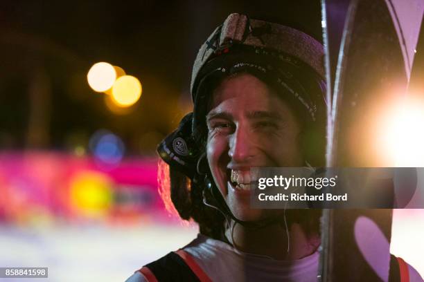 Henrik Harlaut of Sweden celebrates during the Sosh Big Air finals on October 7, 2017 in Annecy, France.