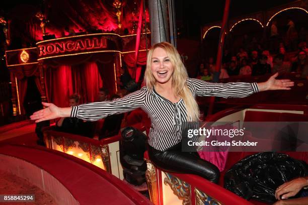 Christine Zierl, former Dolly Dollar, during the premiere of the Circus Roncalli '40 Jahre Reise zum Regenbogen' on October 7, 2017 in Munich,...