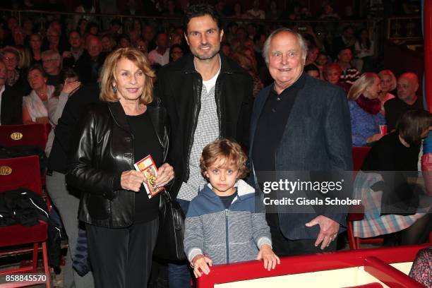 Senta Berger and her son Simon Verhoeven, grandson David Verhoeven and husband Michael Verhoeven during the premiere of the Circus Roncalli '40 Jahre...