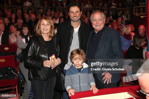 Senta Berger and her son Simon Verhoeven, grandson David Verhoeven and husband Michael Verhoeven during the premiere of the Circus Roncalli '40 Jahre...