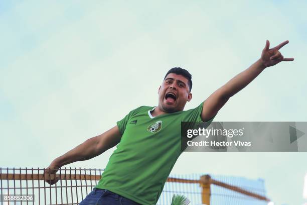 Fan of Mexico shouts prior the match between Mexico and Trinidad & Tobago as part of the FIFA 2018 World Cup Qualifiers at Alfonso Lastras Stadium on...