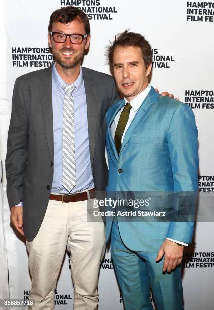 Artistic Director at Hamptons International Film Festival David Nugent and actor Sam Rockwell attend the photo call for "Three Billboards" during...