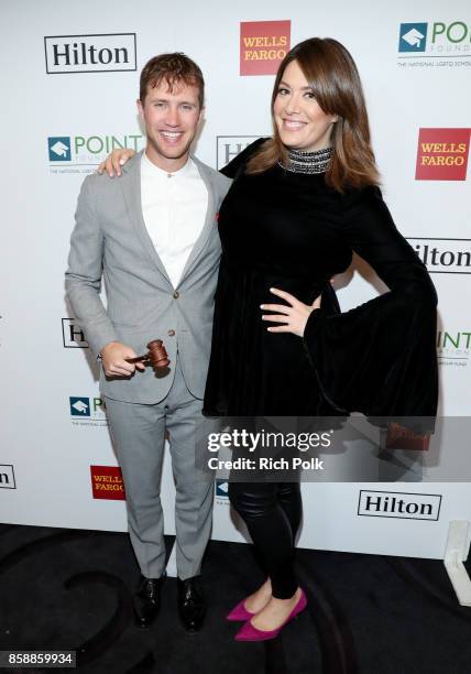 Gabriel Butu and host Michelle Collins at Point Honors Los Angeles 2017, benefiting Point Foundation, at The Beverly Hilton Hotel on October 7, 2017...