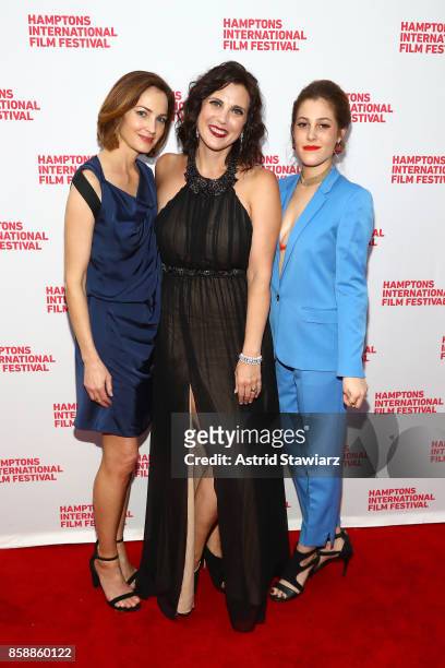 Model Sandra North, Producer Kelli Reilly and Director Tiffany Bartok attend the photo call for "Larger Than Life, The Kevyn Aucoin Story" during...