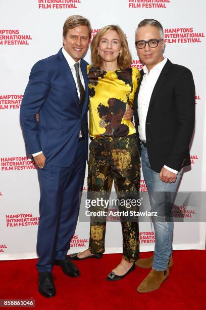 Jayce Bartok, Bronwyn Cosgrave; Troy Surratt attend the photo call for "Larger Than Life, The Kevyn Aucoin Story" during Hamptons International Film...