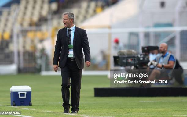 Christian Wueck of Germany reacts during the FIFA U-17 World Cup India 2017 group C match between Germany and Costa Rica at Pandit Jawaharlal Nehru...