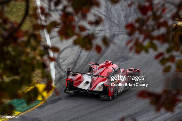 The Cadillac DPi of Dane Cameron, Eric Curran, and Michael Conway, of Great Britain, races on the track during the Motul Petit Le Mans at Road...