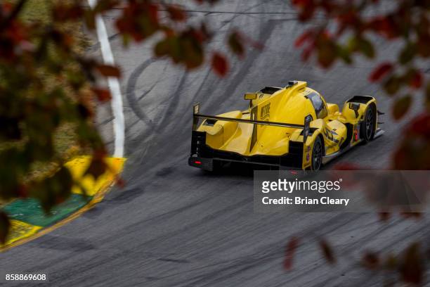 The ORECA LMP2 of Stephen Simpson, of South Africa, Misha Goikhberg, of Russia, and Chris Miller races on the track during the Motul Petit Le Mans at...