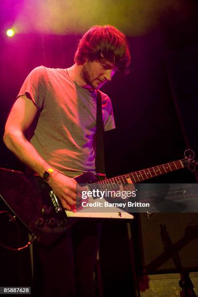 Matt Bigland of Dinosaur Pileup performs on stage at the XFM Big Night Out at O2 Islington Academy on April 9, 2009 in London, England.