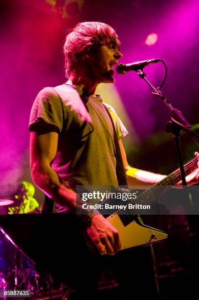 Matt Bigland of Dinosaur Pileup performs on stage at the XFM Big Night Out at O2 Islington Academy on April 9, 2009 in London, England.