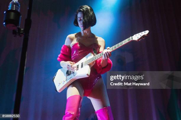 Annie Clark aka St. Vincent performs on stage during opening night of the "Fear The Future" tour as part of the Red Bull Music Academy Festival Los...