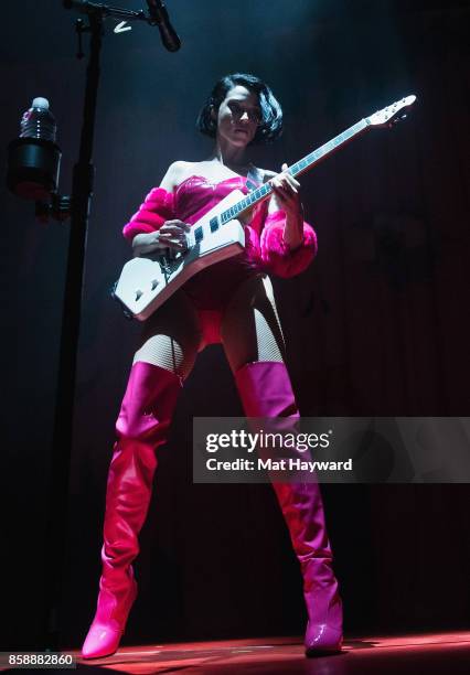 Annie Clark aka St. Vincent performs on stage during opening night of the "Fear The Future" tour as part of the Red Bull Music Academy Festival Los...