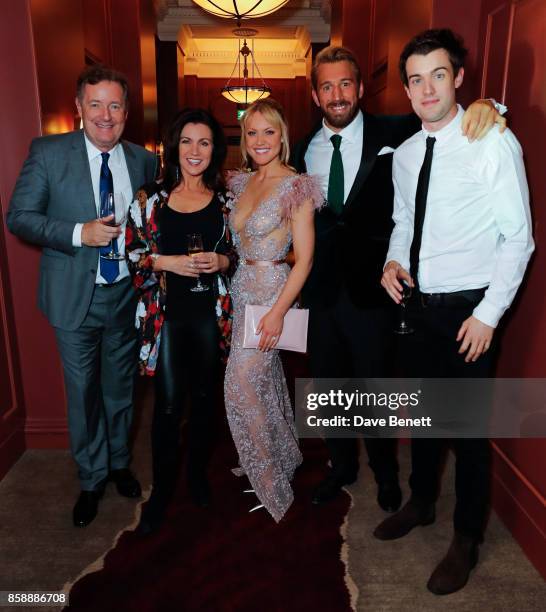 Piers Morgan, Susanna Reid, Camilla Kerslake, Chris Robshaw and Jack Whitehall attend Chris Robshaw and Camilla Kerslake's engagement party at Ten...