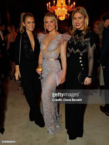 Francesca Dutton, Camilla Kerslake and Hofit Golan attend Chris Robshaw and Camilla Kerslake's engagement party at Ten Trinity Square Private Club on...