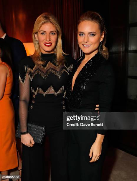 Hofit Golan and Francesca Dutton attend Chris Robshaw and Camilla Kerslake's engagement party at Ten Trinity Square Private Club on October 7, 2017...