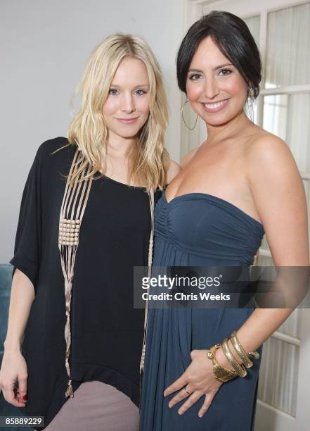 Actress Kristen Bell and fashion designer Rachel Pally attend a luncheon for Pally at the Chateau Marmont on April 9, 2009 in West Hollywood,...