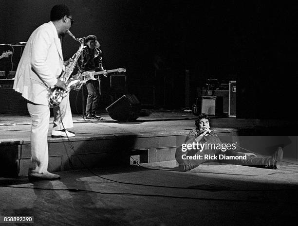 Atlanta The Big Man Clarence Clemons and Singer/Songwriter Bruce Springsteen of Bruce Springsteen & The E Street Band perform at The Fox Theater in...