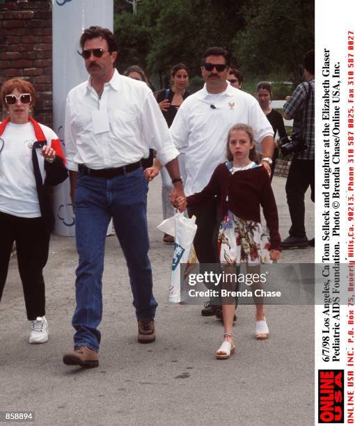 Los Angeles, Ca Tom Selleck and daughter at the Elizabeth Glaser Pediatric AIDS Foundation.