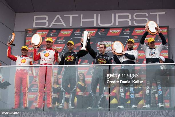 3rd place Tony D'Alberto driver of the Shell V-Power Racing Team Ford Falcon FGX, Fabian Coulthard driver of the Shell V-Power Racing Team Ford...