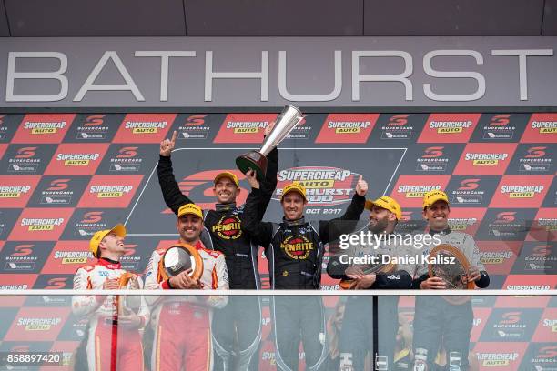 3rd place Tony D'Alberto driver of the Shell V-Power Racing Team Ford Falcon FGX, Fabian Coulthard driver of the Shell V-Power Racing Team Ford...