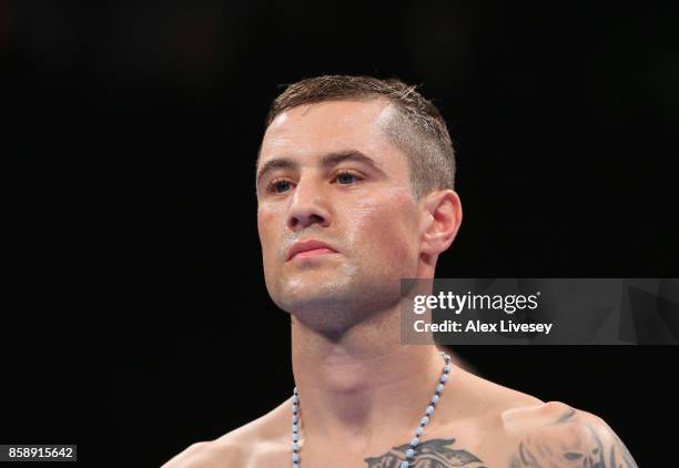 Ricky Burns looks on prior to his Lightweight contest against Anthony Crolla at Manchester Arena on October 7, 2017 in Manchester, England.