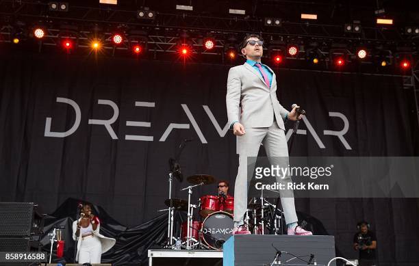 Singer Davey Havok and drummer Adrian Young of Dreamcar perform onstage during weekend one, day two of Austin City Limits Music Festival at Zilker...