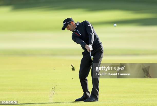 Gregory Bourdy of France plays his second shot on the first hole during the final round of the 2017 Alfred Dunhill Links Championship on the Old...