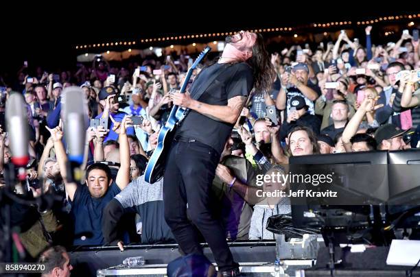 Dave Grohl of the Foo Fighters performs at Cal Jam 2017 on October 7, 2017 at Glen Helen Amphitheater in San Bernardino, CA.