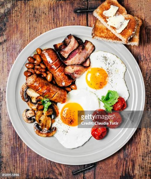 english breakfast - american breakfast stockfoto's en -beelden