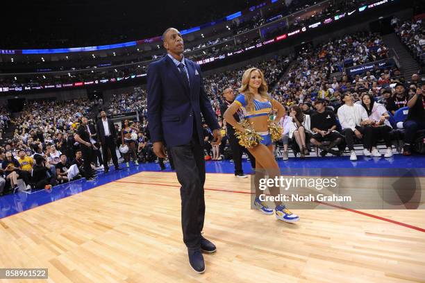 Jerome Williams is announced during the Golden State Warriors game against the Minnesota Timberwolves as part of 2017 NBA Global Games China on...