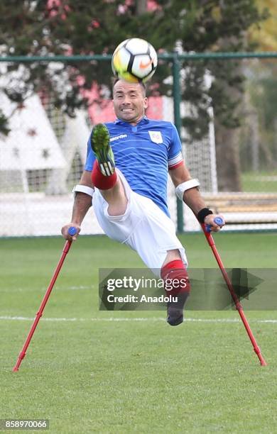Caille Conhathan of France in action during the European Amputee Football Federation European Championship match between France and Italy at the...