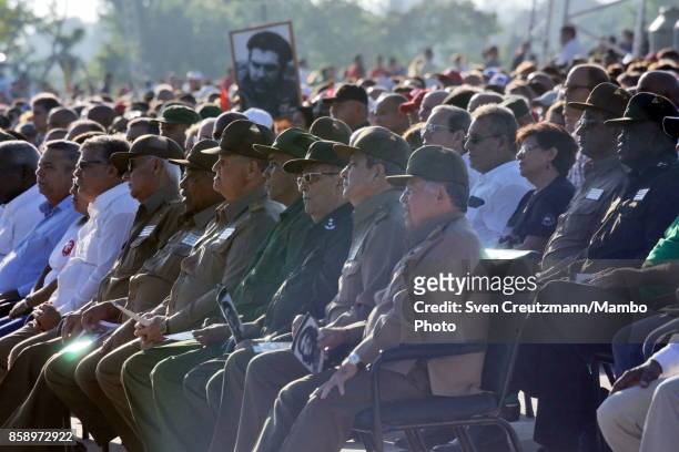 Cuban military personnel attends a political act at the Plaza de la Revolucion to celebrate the 50th anniversary of the death of Ernesto Che Guevara,...