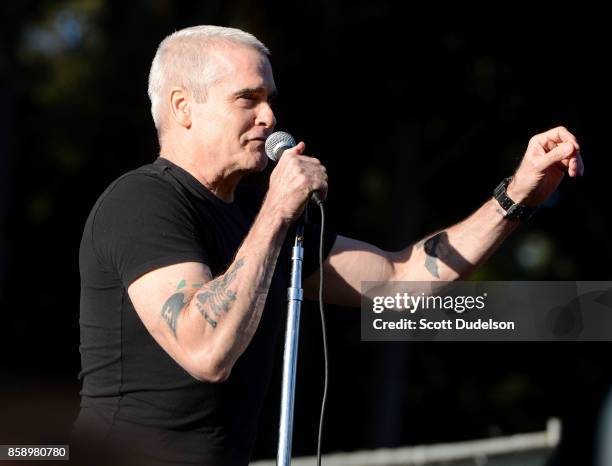 Musician Henry Rollins of Black Flag and The Rollins Band performs onstage during the Hardly Strictly Bluegrass music festival at Golden Gate Park on...