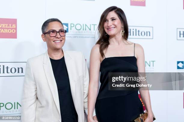 Director Jill Soloway and Actress Kathryn Hahn arrive for the Point Honors Los Angeles at The Beverly Hilton Hotel on October 7, 2017 in Beverly...