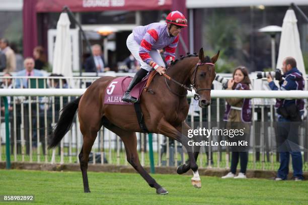 Alexandre Gavilan riding Francesco Bere in the Race 2 QATAR PRIX JEAN-LUC LAGARDÈRE SPONSORED BY AL HAZM during the Qatar Prix de l'Arc de Triomphe...