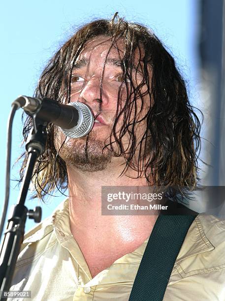 Sevendust guitarist Clint Lowery performs at KXTE Xtreme Radio's "Our Big Concert 5" at Sam Boyd Stadium June 16, 2002 in Las Vegas, Nevada. The band...
