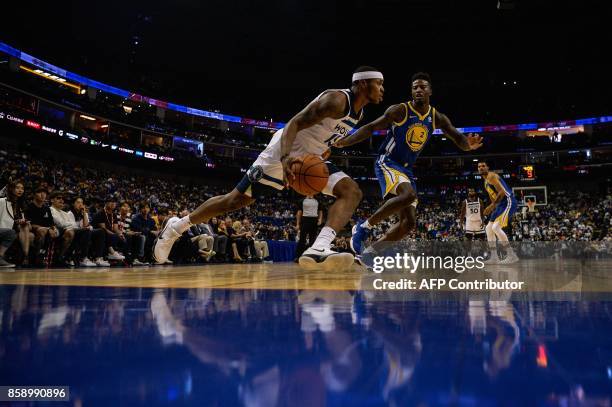 Minnesota Timberwolves's NBA player Marcus Georges-Hunt dribbles the ball during the NBA Basketball Game between Golden State Warriors and Minnesota...