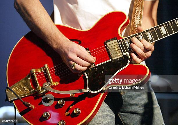 Oasis guitarist Noel Gallagher performs at The Joint inside the Hard Rock Hotel & Casino April 26, 2002 in Las Vegas, Nevada. The British band's...