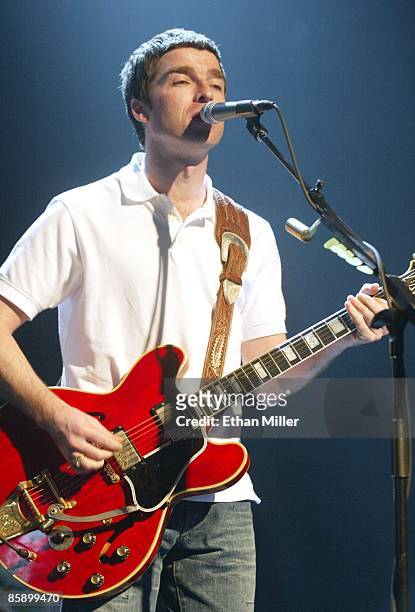 Oasis guitarist Noel Gallagher performs at The Joint inside the Hard Rock Hotel & Casino April 26, 2002 in Las Vegas, Nevada. The British band's...