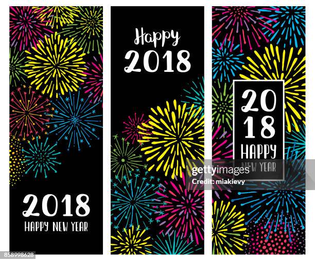 silvester feuerwerk anzeigen banner - firework display stock-grafiken, -clipart, -cartoons und -symbole