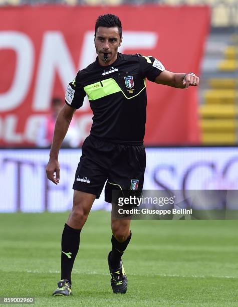 Referee Francesco Paolo Saia during the Serie B match between AC Perugia and Pro Vercelli at Stadio Renato Curi on October 8, 2017 in Perugia, Italy.