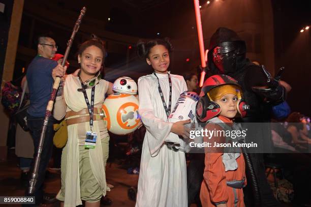 Family dressed as characters from Star Wars attends the Cartoon Network Costume Ball during New York Comic Con 2017 - JK at Hammerstein Ballroom on...