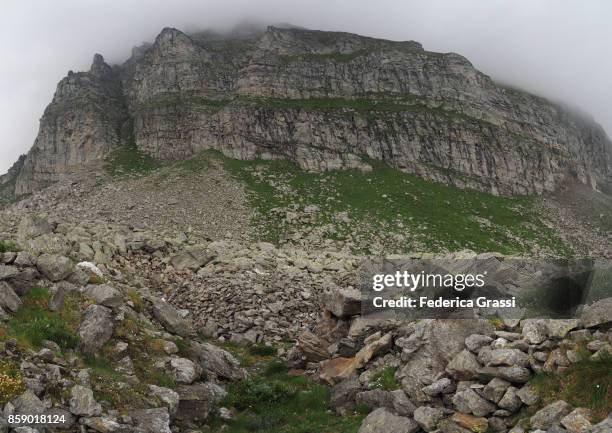 ancient stone walls at monte leone, alpe veglia natural park - veglia stockfoto's en -beelden