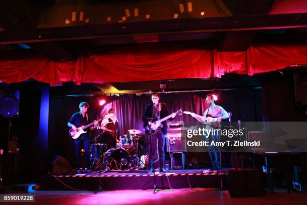 Jason Idnani-Powdrill , Lawrence Rice and Arran Goodchild , Chaz Foster of The Bridport Dagger performs during the Twin Peaks UK Festival 2017 at...