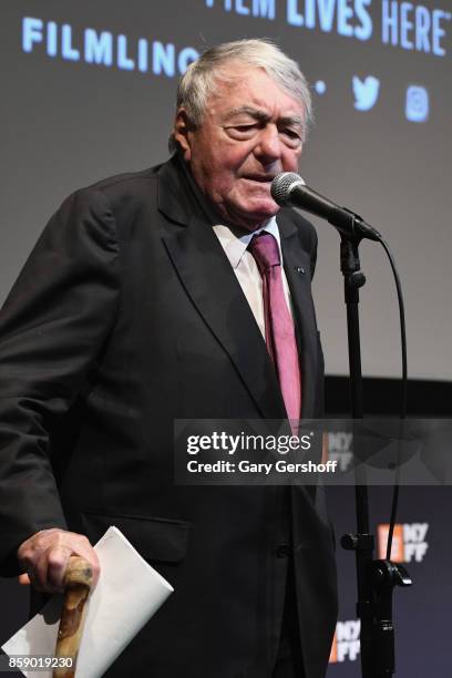 Director Claude Lanzmann introduces "Four Sisters: The Hippocratic Oath" during the 55th New York Film Festival at The Film Society of Lincoln...