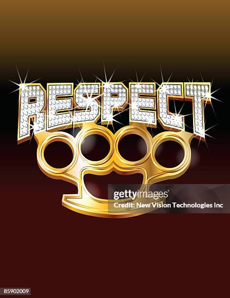 brass knuckles and 'respect' - knuckle duster stock illustrations