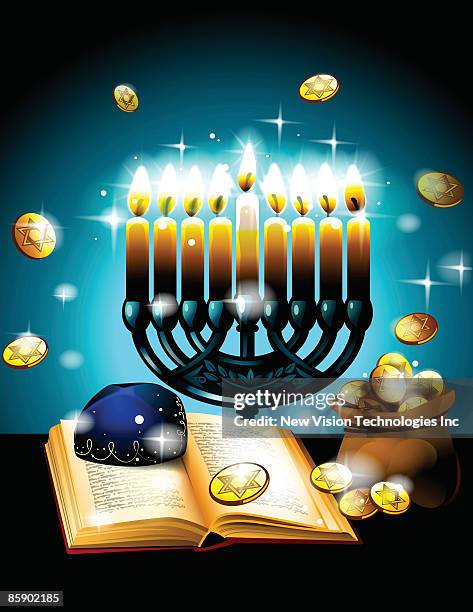 menorah - open bible stock illustrations